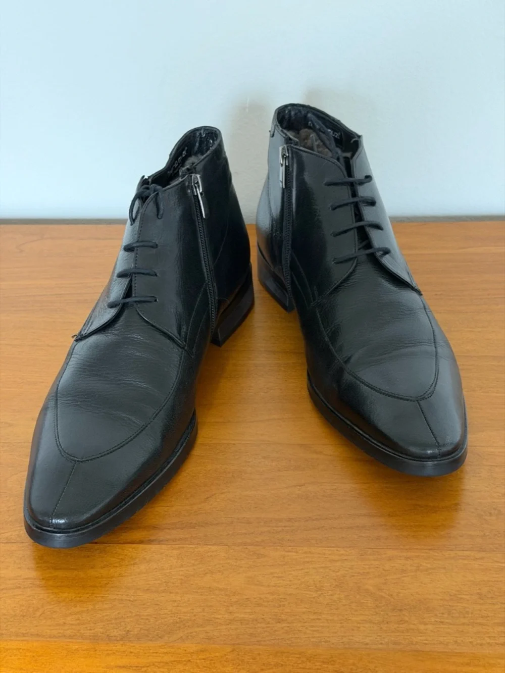 mario muzi Black Leather Ankle Men's boots EU 42 US 9,5-10.